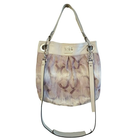 COACH Shoulder Bag/Cross Body Beige "Ashley" A1020-15051 Silver Hardware USED - Picture 1 of 10